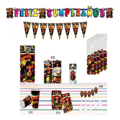 Decoración Infantil Fiesta México Mexicana Set X12