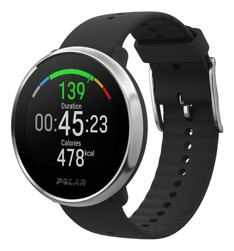 Reloj Polar Ignite Pulsometro Gps Running Fitness Caja Blanco Malla Negro Bisel Plateado Diseño De La Malla Milanese