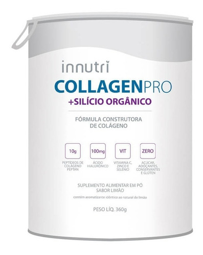 Innutri Collagenpro + Silício Orgânico Mezzo 360g Sabor Limão