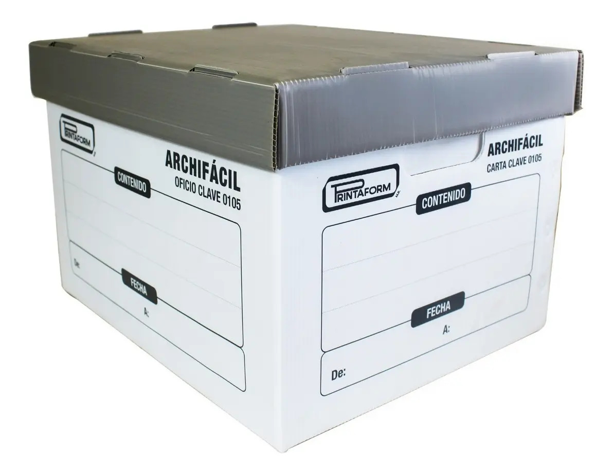 Paquete C/2 Caja Archivo Printaform 0108 Carta/oficicio Color Blanco