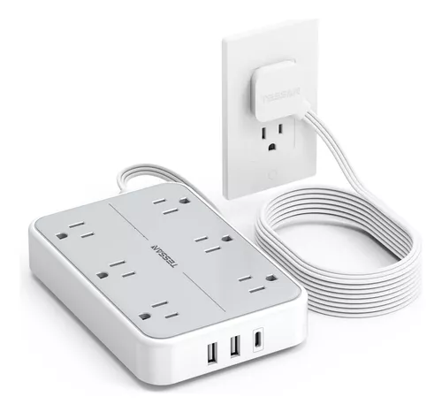 TESSAN Regleta Multicontacto USB, Conector Multiple con 4 Enchufes de CA 3  USB, Protector de Sobretensión, Multicontacto Pared Adaptador Enchufe para  el Hogar, …