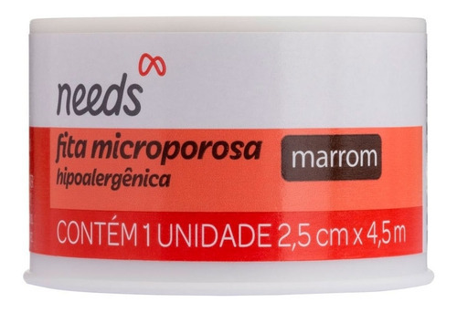 Fita Microporosa Needs Marrom 2,5cmx4,5m
