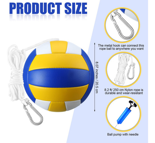 Juego De 2 Bolas De Amarre Y Cuerda Para Tetherball Yellow, Blue, White