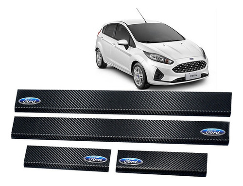 Cubre Zocalo Simil Carbono P/ Ford Fiesta Accesorio 