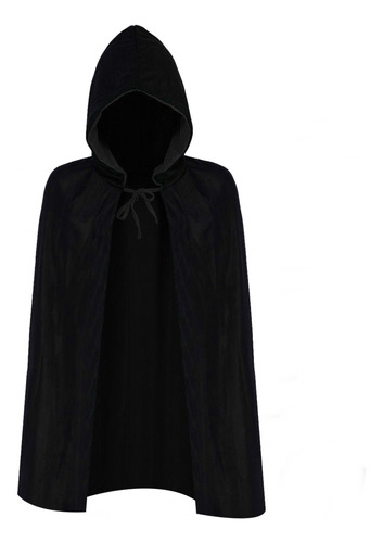 Capa Disfraz Negra Con Capucha 80cm Halloween Terror