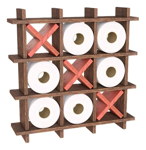 Soporte Rústico De Papel Higiénico Tic-tac-toe Para El Baño 