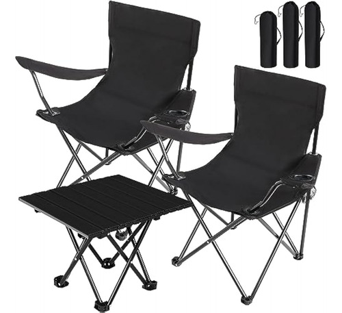 3 Pcs Portable Camping Chair Adult Outdoor Oxford Fabric