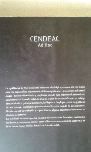 La Republica De Los Fines-jordi Claramonte-editorial Cendeac (Usado)
