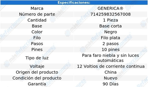 Interruptor Luces P/faro Niebla Volkswagen Caddy 04-17