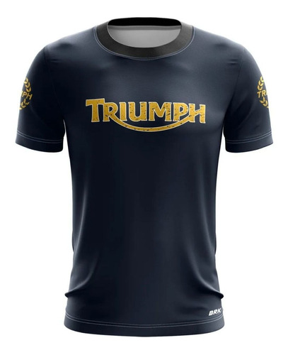 Imagem 1 de 3 de Camiseta  Brk Motociclismo Triumph Azul Escuro Com Fpu 50+