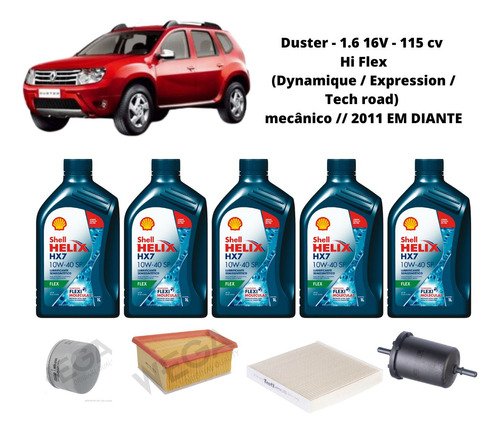 Kit Revisao Troca De Oleo Renault Duster 1.6 16v 2011 Diante