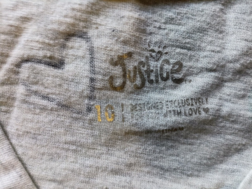 Playera Gris Corazones Justice Talla 10 (Usado)