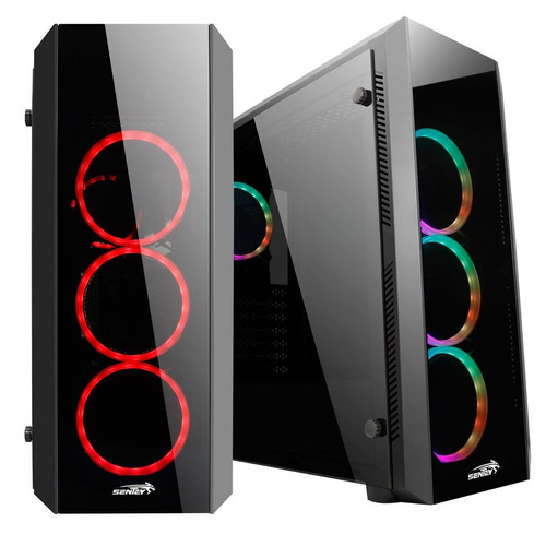 Gabinete Pc Gamer Sentey Z20 + 4 X Fan Rgb Vidrio Templado