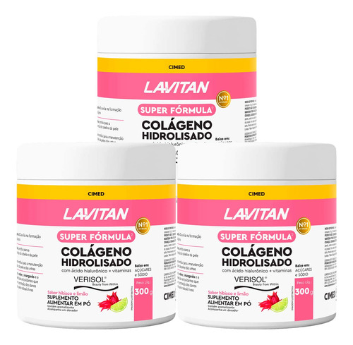 Kit C/3 Und Lavitan Colágeno Hidr + Ác Hialurônico Verisol 3