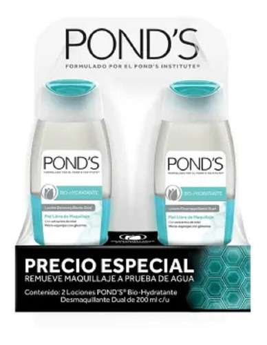 Loción Desmaquillante Pond's Bio-hydratante 2 Pzas De 200 Ml