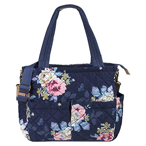 Bolsa De Pañales Con Estampado Floral Azul Para Bebé, Niña,