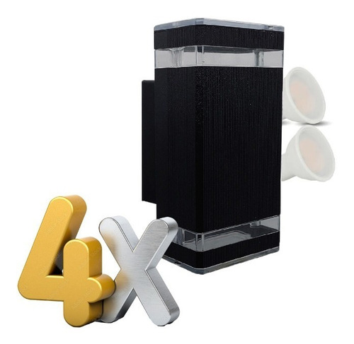 Aplique Luz Bidireccional De Aluminio Exterior Moderno X4