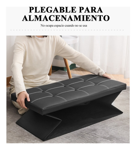 Taburete Plegable Puff De Almacenamiento Banco 2 En 1