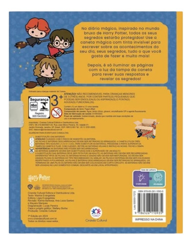 Meu Diário Mágico Harry Potter Com Caneta Especial Infantil