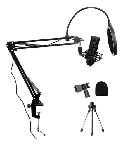 Kit Live Podcast Twitch Microfone Profissional Condensador