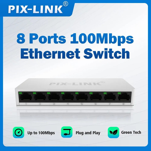 Interruptores De Red Pix-link Sw08 Miniethernet De 8 Puerto