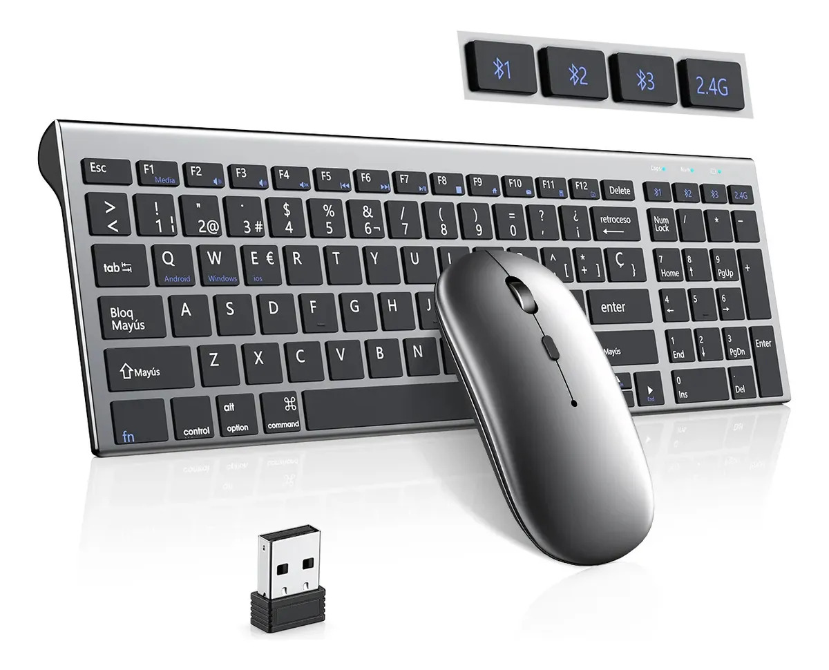 Kit Teclado y Mouse Inalámbricos ZUSZOX Recargables para Laptop, PC y Mac