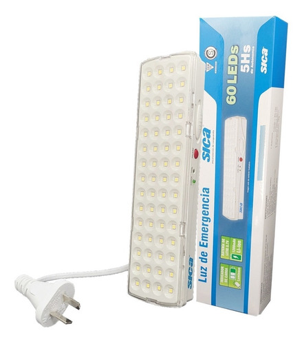 Luz Emergencia Sica 60 Led Bateria Facil De Reemplazar