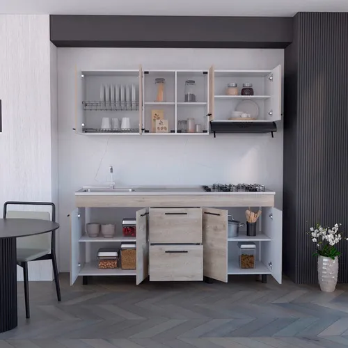 Cocina 180 Ankara Mzn Izq Rta Ceniza Blanco Color Gris