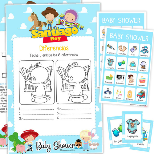 Juegos Baby Shower Toy Story Personalizado Imprimible