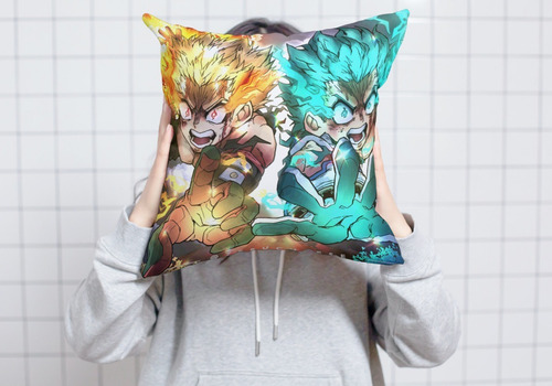 Cojin Decorativo Deku Vs Bakugo Boku No Hero Anime Diseño Color My Hero Academia Diseño De La Tela Lisa
