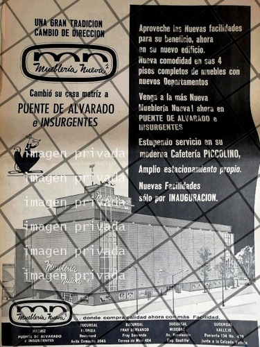 Publicidad Retro Tienda Muebleria Nueva 1969 T. Poster Rv