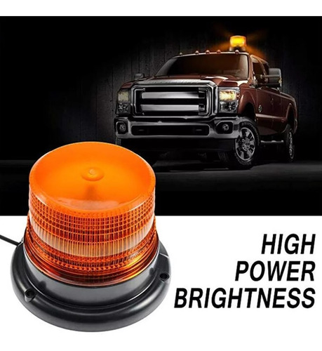 Imagen 4 de 9 de Torreta Led Ambar 12~24v Estrobo C/iman 16w 12 Leds