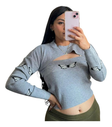 Sueter Crop Top Tejido Para Uso Casual (Usado)
