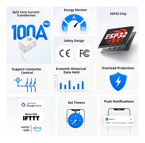 Sonoff Powct Pow Ring Interruptor Consumkw App Alexa Google