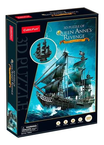 Rompecabezas Puzzle 3d  Barco Queen Anne's Revenge Cubicfun