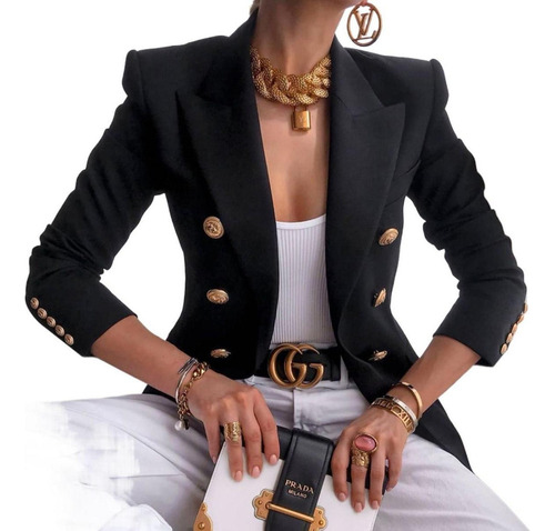 Blazers Q1 Otoño For Mujer Chaqueta Negro Moda