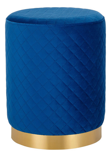 Birdrock Home Taburete Otomano Redondo De Terciopelo Azul