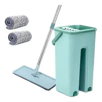Comprar Mopa Plana Trapeador Balde Escurridor 2 Paños Limpieza 360° Color Verde