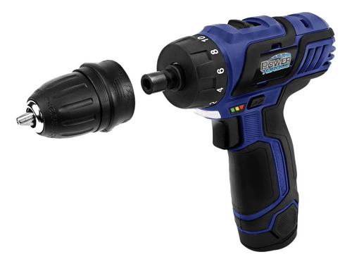 Taladro Atornillador Inalambrico 12v 2 Amperios Power Torque Color Azul/negro