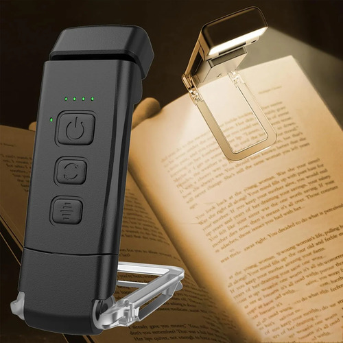 Luz De Libro Usb Recargable Brillo Ajustable Para Protección Foofoo Negro