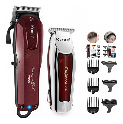 Combo Maquina Corte Profissional Kemei 2600 +acabamento 9163