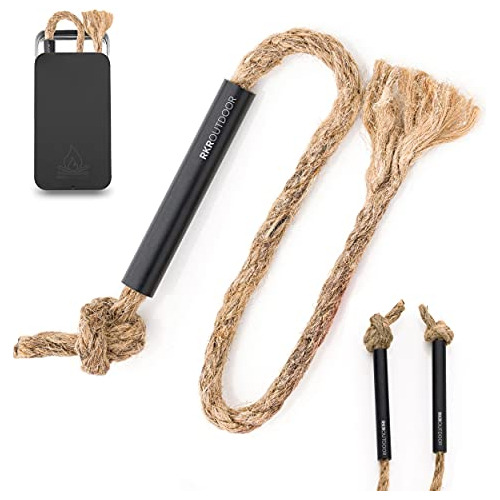 Survival Fire Tinder Wick + Bellow - Wax Infused Jute T...