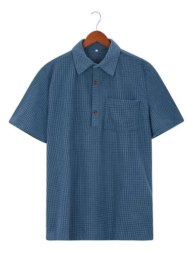 Camisa Para Hombre, Camisa De Manga Corta Con Solapa Para Ho