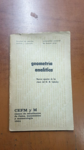 Geometria Analitica-dr. M. Sadosky-libreria Merlin