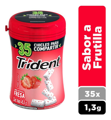 Chicle Trident® Sabor Frutilla Sin Azúcar 35 Un