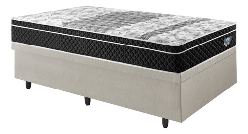 Box Areia Solteiro Baú 88x188 + Colchão Gransleep Ecoflex