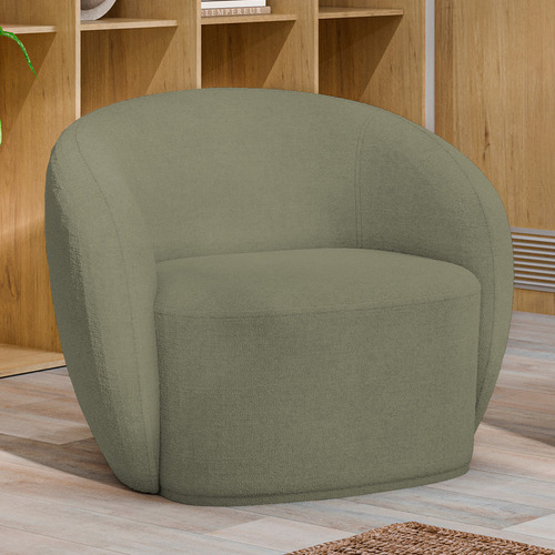 Poltrona Decorativa Para Sala Estar Gliese Bouclê Verde