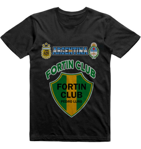 Remera Algodon Negra Fortin Club Pedro Luro