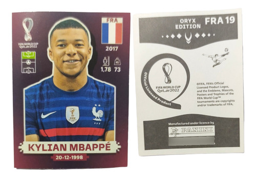 Estampa Kylian Mbappe Oryx Mundial Qatar 2022 Panini (Usado)