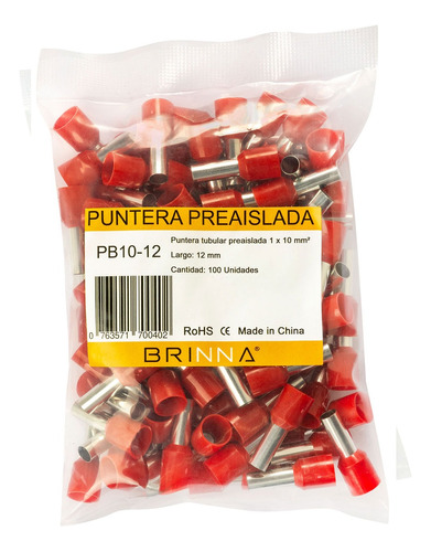 Puntera Tubular Terminal Tiff 10mm Brinna X100